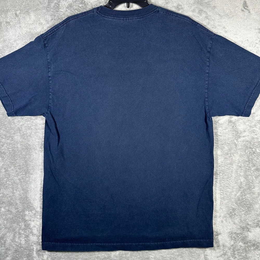 VINTAGE Vegetarian Indian Work For Lousy Hunter Mens XL T-Shirt Blue Funny Y2K - Picture 5 of 5
